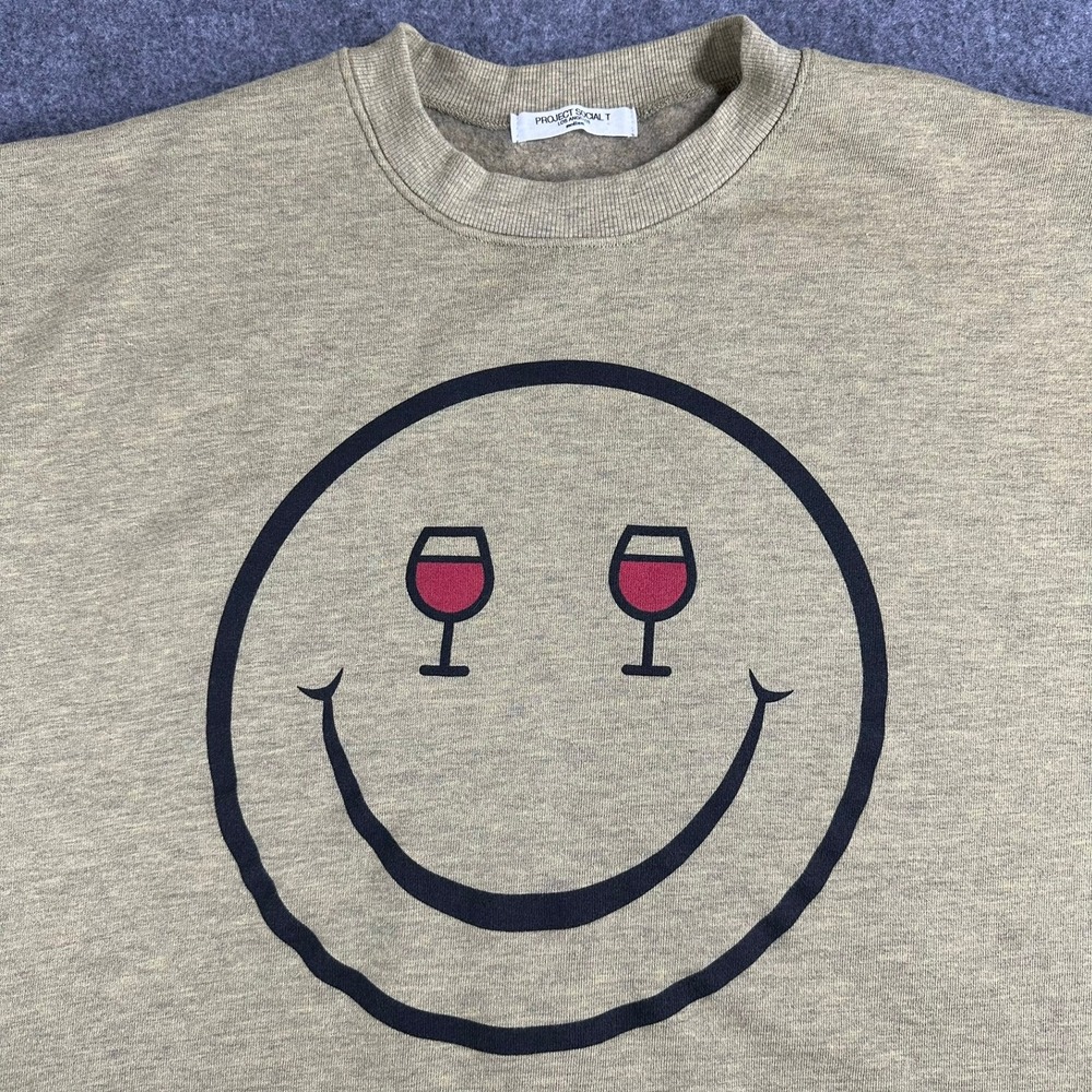 Women's Medium Wine Project‎ Social T Los Angeles Smiley Face Graphic Sweatshirt - Picture 5 of 9